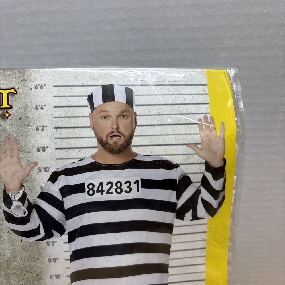 Spirit If Halloween Jailbird Costume Adult Plus Size 2X Shirt Pants And Hat - Picture 3 of 5